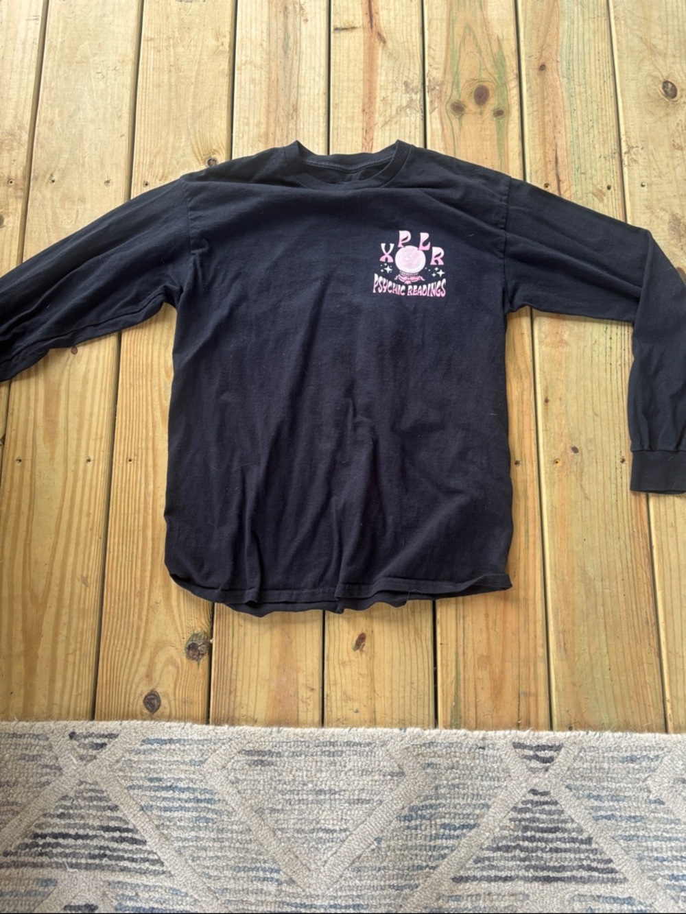 Black Space Camp Long Sleeve Graphic Tee with Pink Logo size M